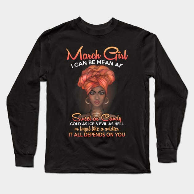 Queens Are Born In March Birthday T-Shirt for Black Women Long Sleeve T-Shirt by carlostevet